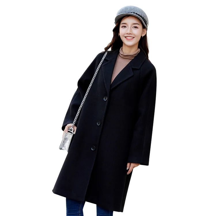 

Three grain of buckle cloth coat female 2018 new pure woolen cloth coat color cloth coat