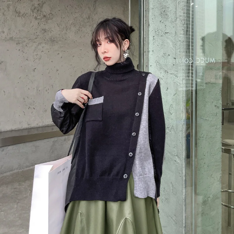 

Женский свитер Qiu Dong, новый индивидуальный персонаж, соединенный вместе со стилистом небольшой толпы, свободная куртка для отдыха, большие р...