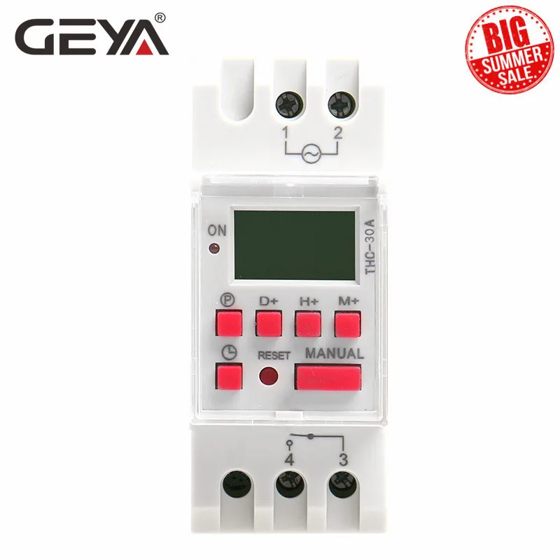 Электронный таймер GEYA программируемый Электрический цифровой на 30 А переменный
