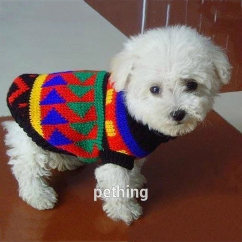 Зимняя одежда для собак маленьких Sewater с принтом в виде Собак Красочные Теплые