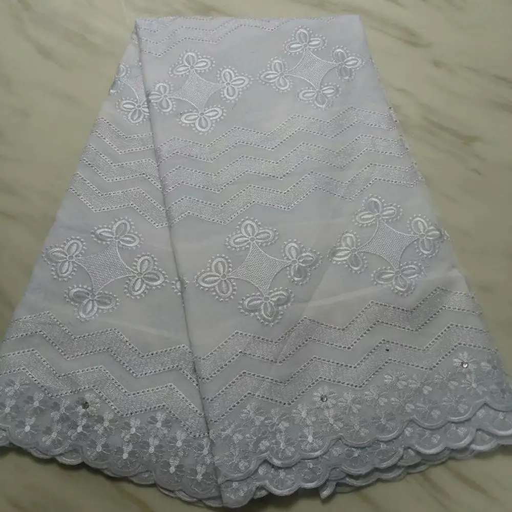 Белая африканская кружевная ткань из 100% хлопка Высококачественная французская