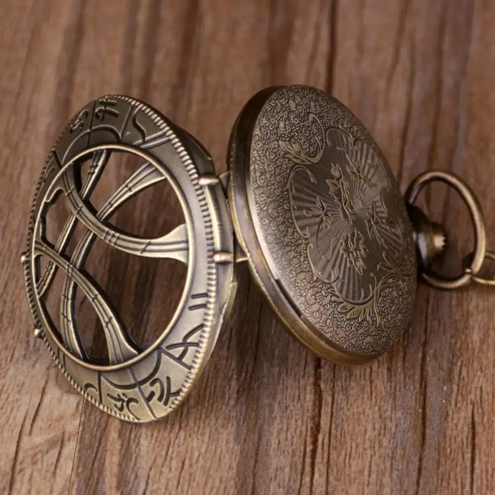 Старинные Бронзовые глаз Agamotto круглый чехол Форма кварцевые карманные часы