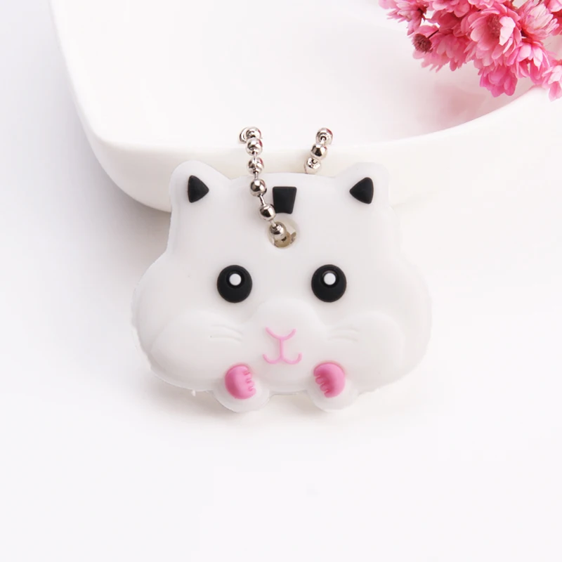 Cartoon Anime Cute Key Cover Cap Silicone Mickey Stitch Bear Keychain Women Gift Owl Porte Clef Minne Key Chain - Цвет: Photo Color29