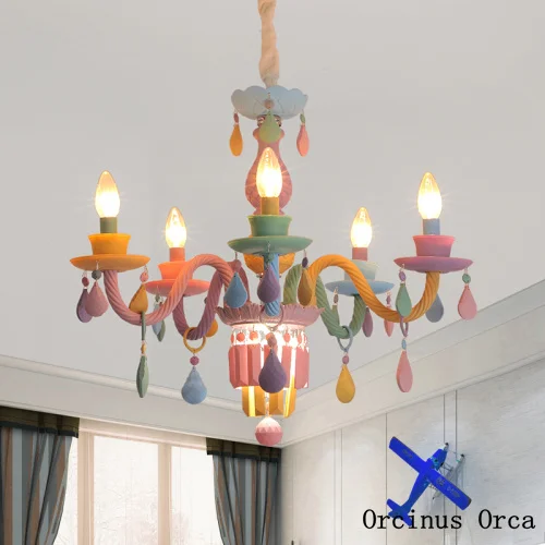 

European Creative Colorful Crystal Chandelier Girl's Bedroom, Children's Room, Princess's Room, Cartoon Candy LED Chandelier