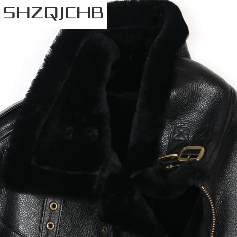 

JCHB 2021 Sheep Leather Jacket Men Shearing Real Fur Coat Natural Wool Coat for Mens Clothing Winter Jacket Jaqueta De Couro PM-