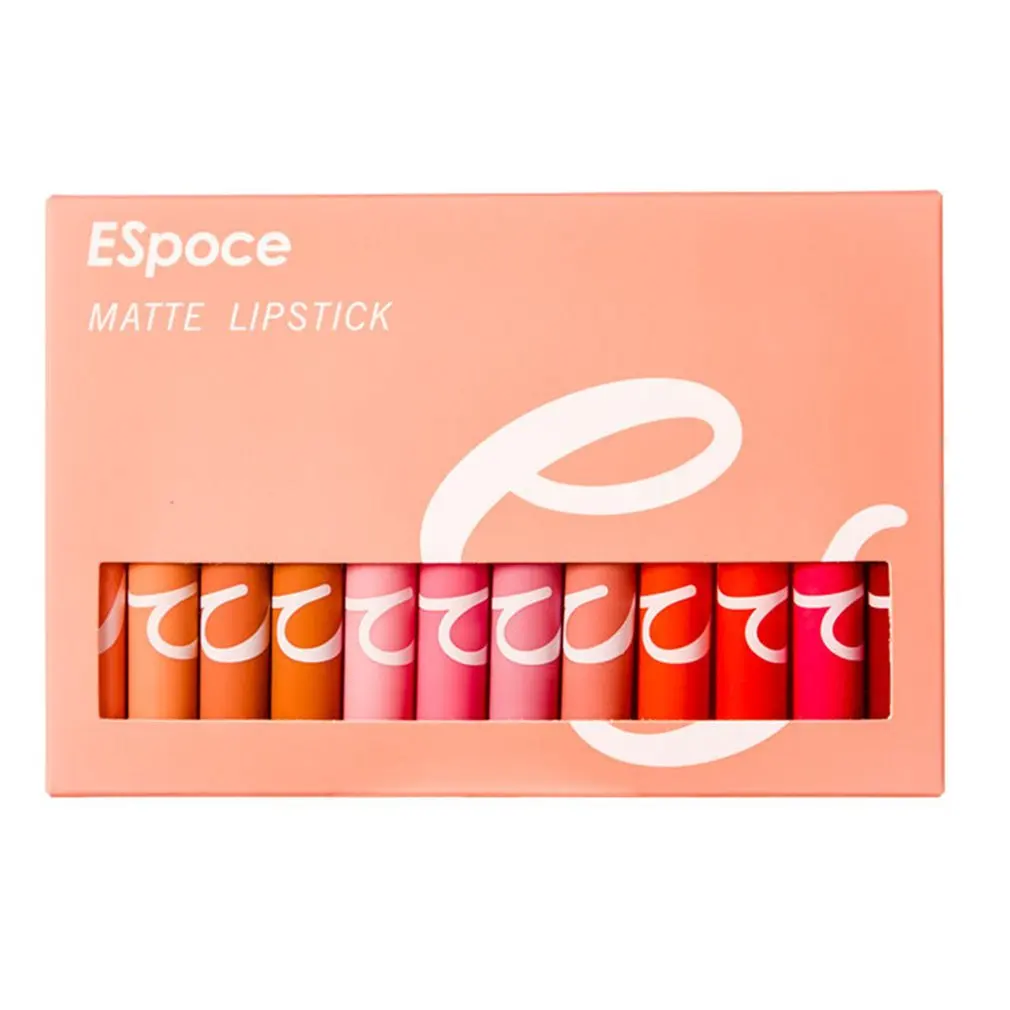 

Velvet Matte Lipsticks Pencil 12 Colors Waterproof Long Lasting Charming Red Lip Stick Non-Stick Cup Makeup Lip Tint Pen