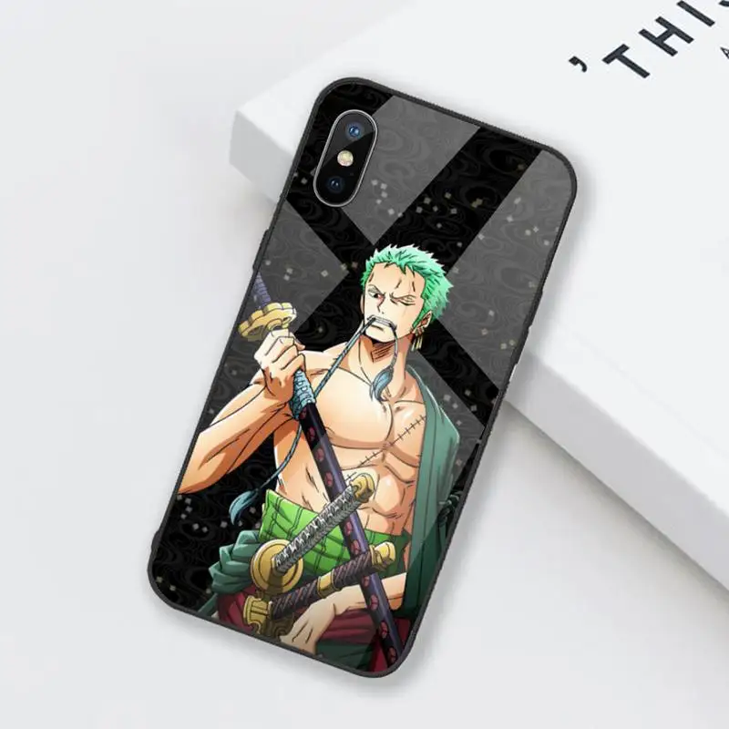 

One Piece Roronoa Zoro Phone Case Tempered glass For iphone 6 6S 7 8 plus X XS XR 11 12 mini PRO MAX