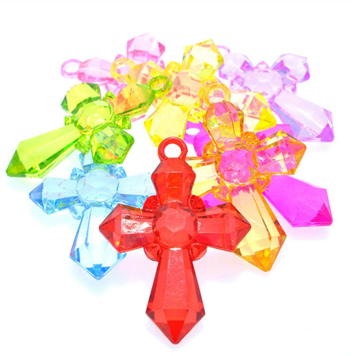 

Craft DIY Mixed Color Transparent Acrylic Cross Charm Pendants Jewelry Making