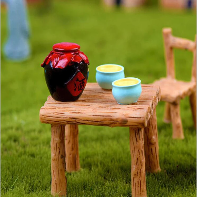 

Creative Cute Micro Landscape Garden Decoration Shooting Props Wine Bowl Jar Haystack Wooden Bucket Ornament DIY Accessories