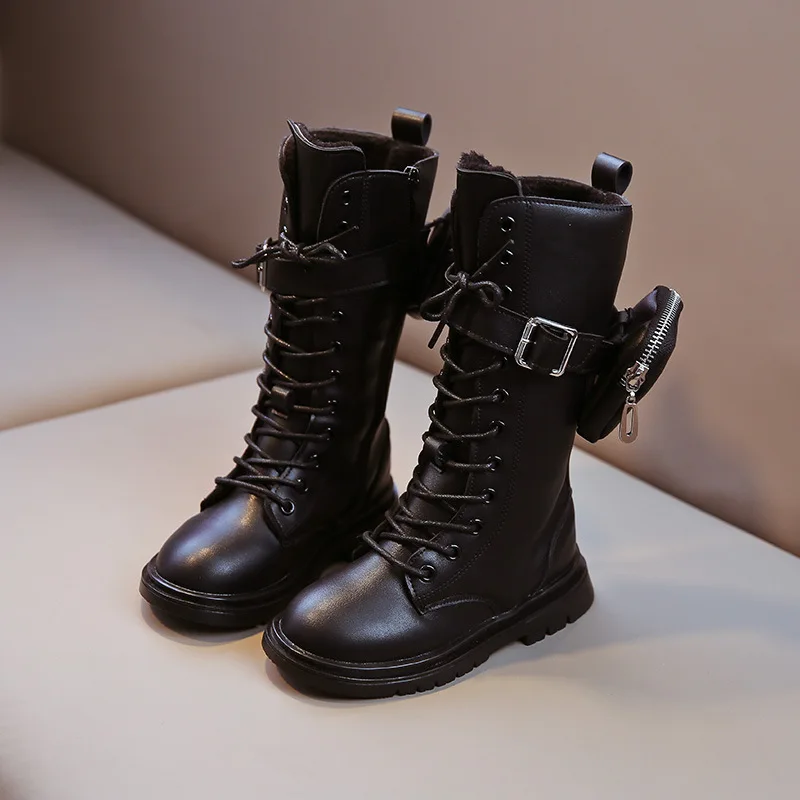 Женские высокие металлические ботинки осень и зима модные с боковой молнией