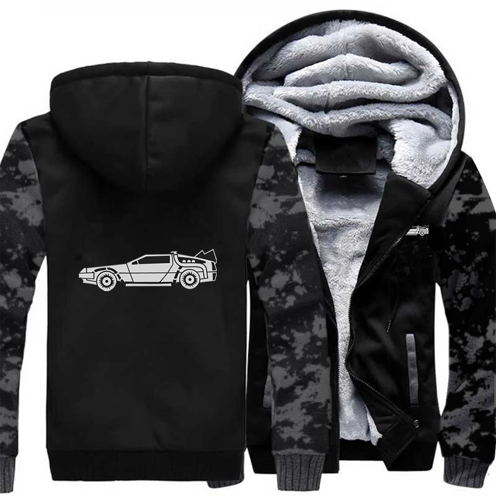 

Back To The Future Fusion Powered Car Raglan Raglan Thick Hoodies Winter Warm Printed Sweatshirts Coat Men Fitted Street Jackets