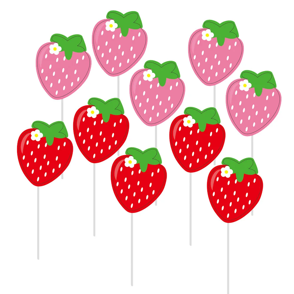 

Strawberry Cake Decoration Insert Topper ONE Pink Straw Tag Fruit Theme Baby Shower Birthday Wedding Party Decoration Favor