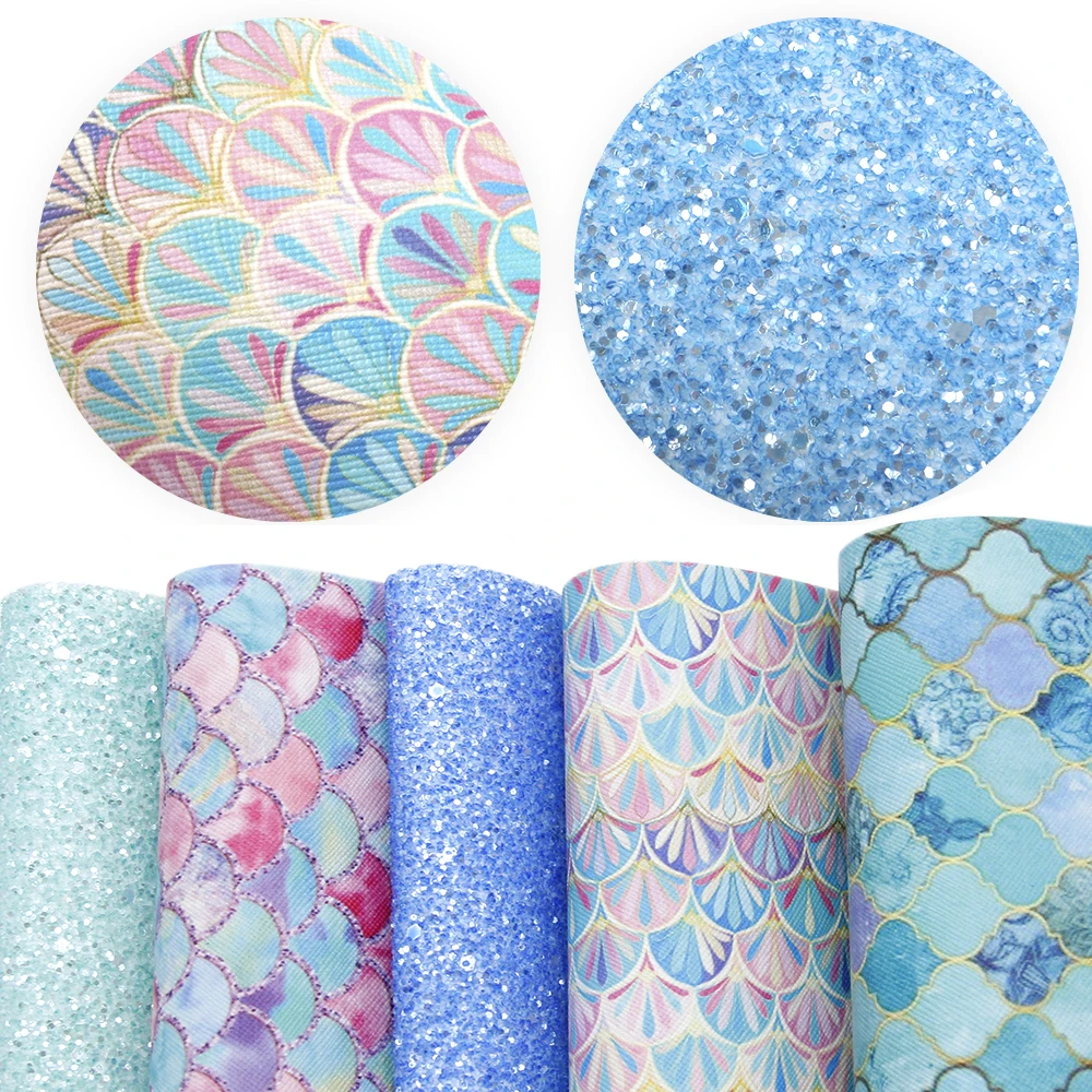 5 шт./лот 20*34 см рождественские чешуи с блестками печатные листы из искусственной