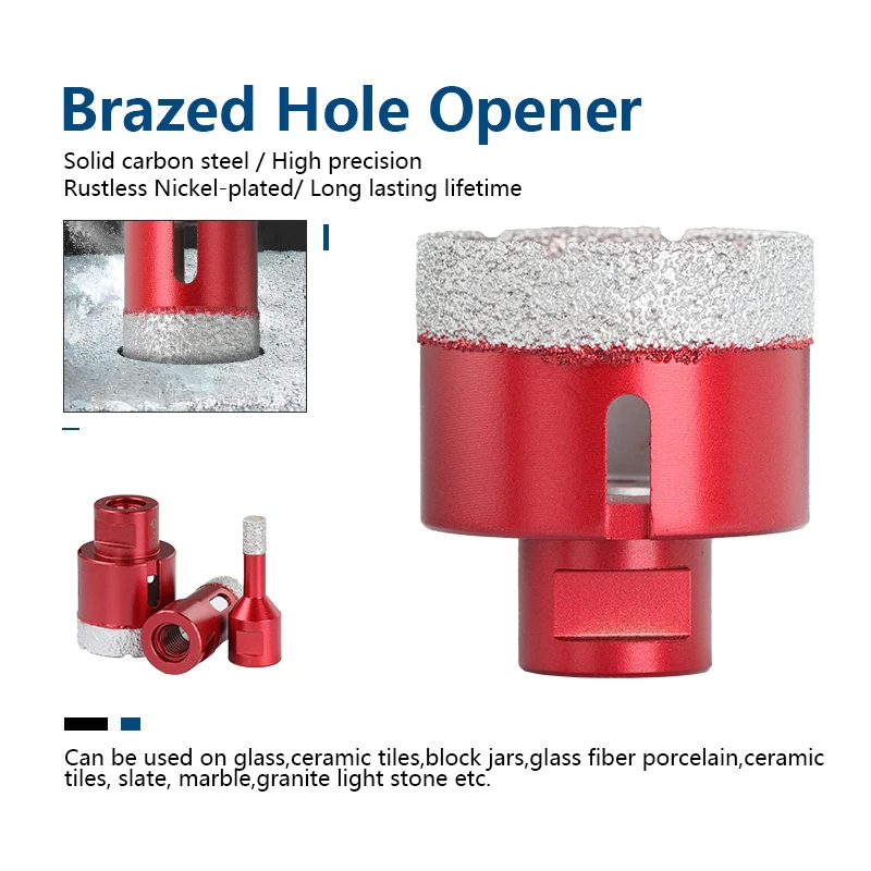 1pc 6mm-80mm Vacuum Thread Brazed Hole Opener Drilling Core Bits M14 Red Angle Grinder for Diamond Ceramic Tile Granite Marble - купить по