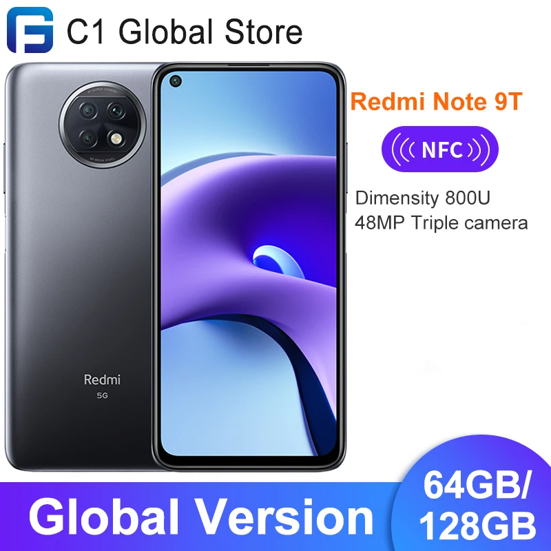 Глобальный мужчин отделениями Xiaomi Redmi Note 9T 5G смартфон 4GB оперативной памяти 64 Гб