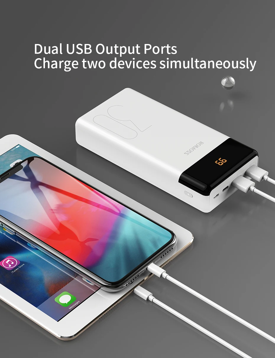 ROMOSS LT30 внешний аккумулятор 30000 мАч usb type C 30000 мАч Внешний аккумулятор зарядное устройство для iPhone 11 для Xiaomi повербанк
