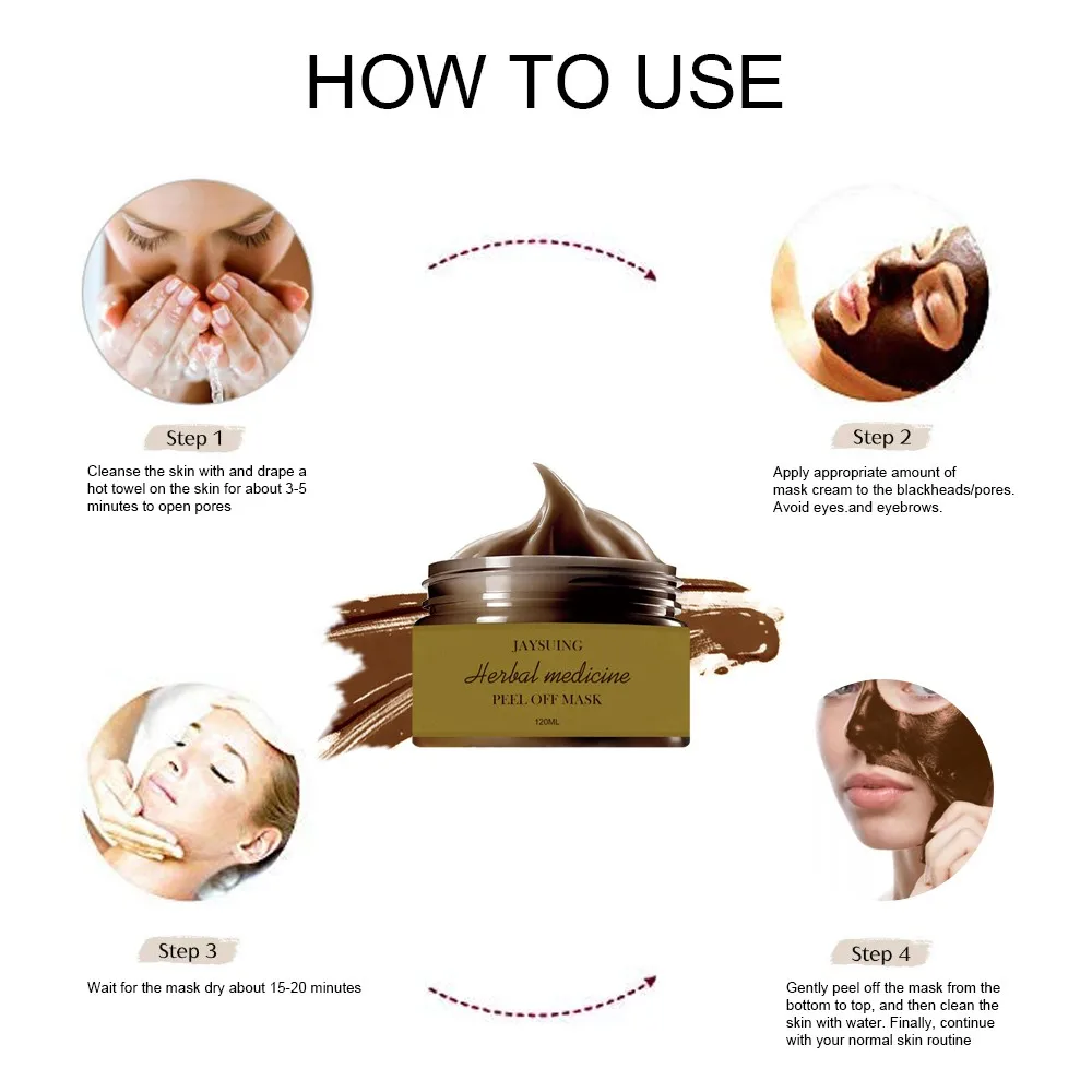 

Herbal exfoliating Mask For Face Skin Care Facial Masks Remove Blackhead Acne Peeling-Off Mask Facial Nose Deep Cleansing #0828