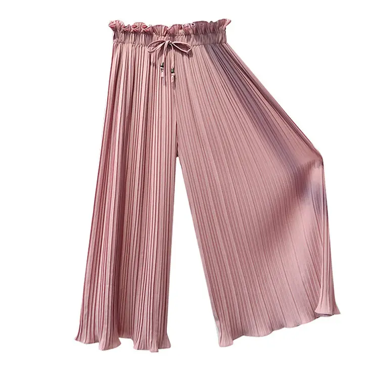 Лидер продаж Широкие брюки Сезон весна-лето Плиссированные с высокой талией и