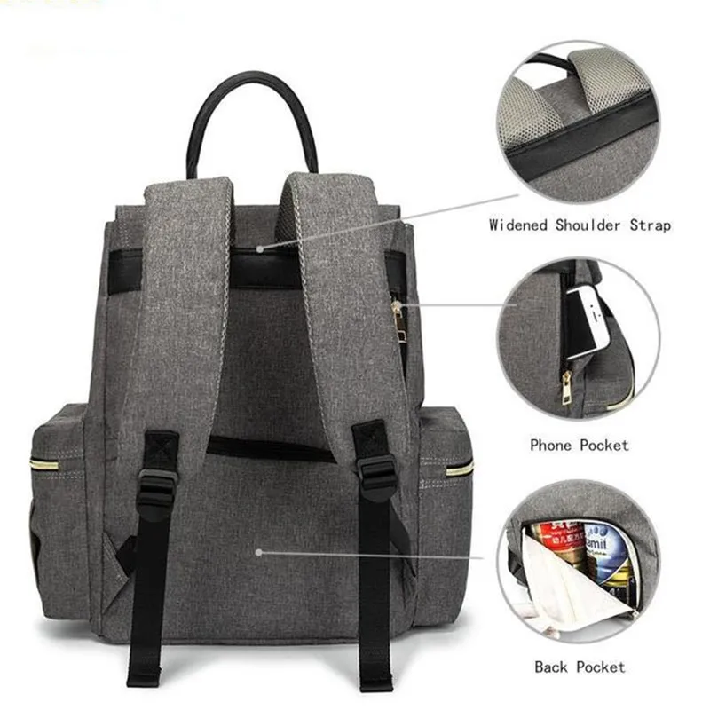 Soild Nylon Baby Diaper Bag With USB Waterproof Women's Backpack Kid's Stroller Supplies Casual Outdoor Bolsa Maternidade | Мать и