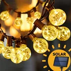 гирлянда Уличная Рождественская гирлянда, светодиодсветильник лампа на солнечной батарее, медная лампа Эдисона, сказосветильник светильник, стеклянная ретро-гирлянда на солнечной батарее светильник украшения сада
