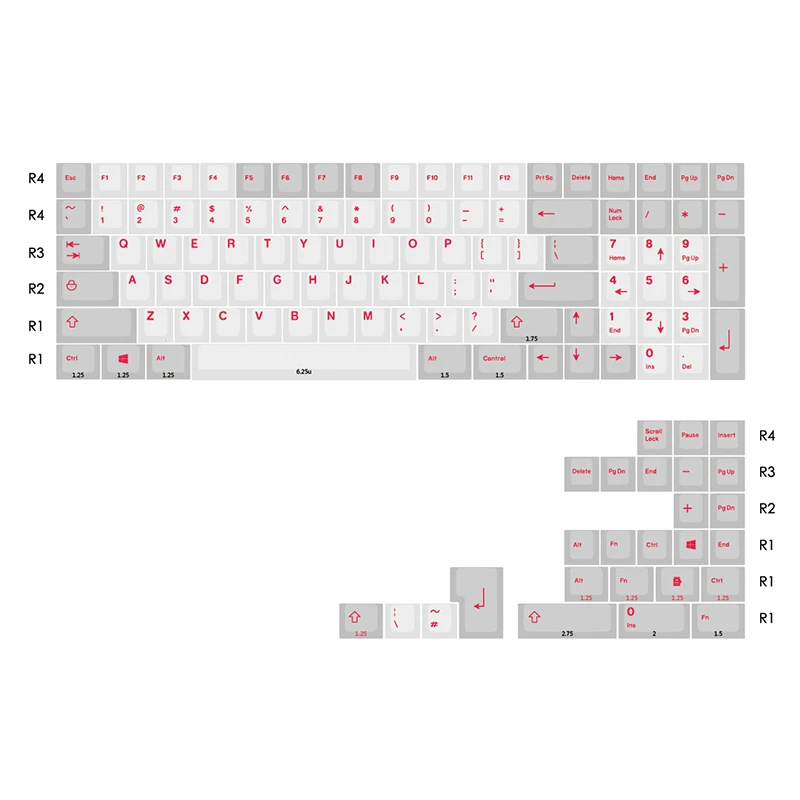 96 Красный шрифт краситель Sub Keycaps набор толстый PBT пластик 139 Вишневый профиль механическая клавиатура Gh60 Xd60 Xd84 Cospad Rs96 Zz96 Fc660 - Цвет: 96