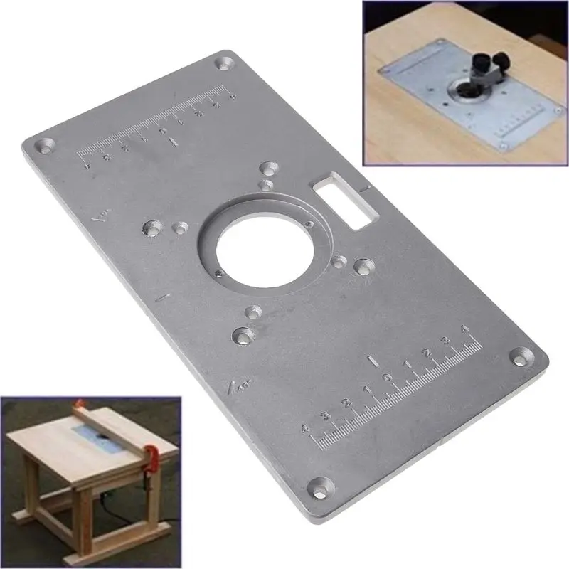 

700C Aluminum Router Table Insert Plate + 4 Rings Screws For Woodworking Benches