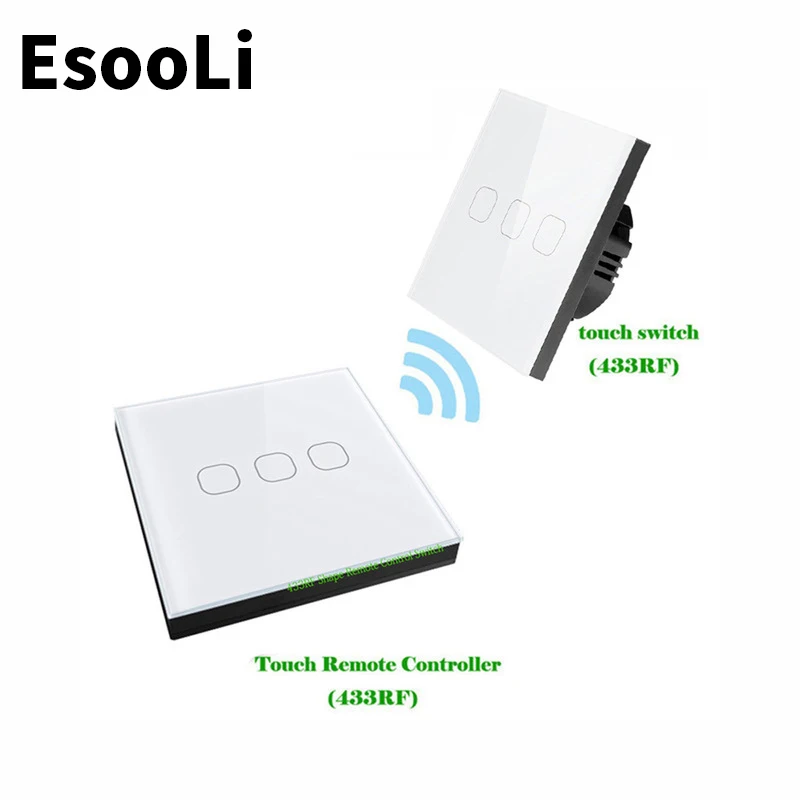 EsooLi черный бесшумный выключатель стандарт ЕС 1/2/3 банды 2-полосный беспроводной