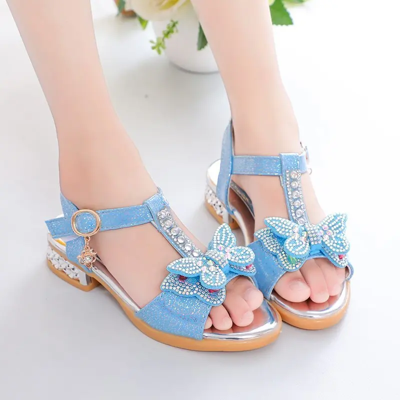 

New Arrival Summer 2021 Girls Princess Sandals Kids High Quality Fairy Shoes Little Heels for Dancing Party Comfortable