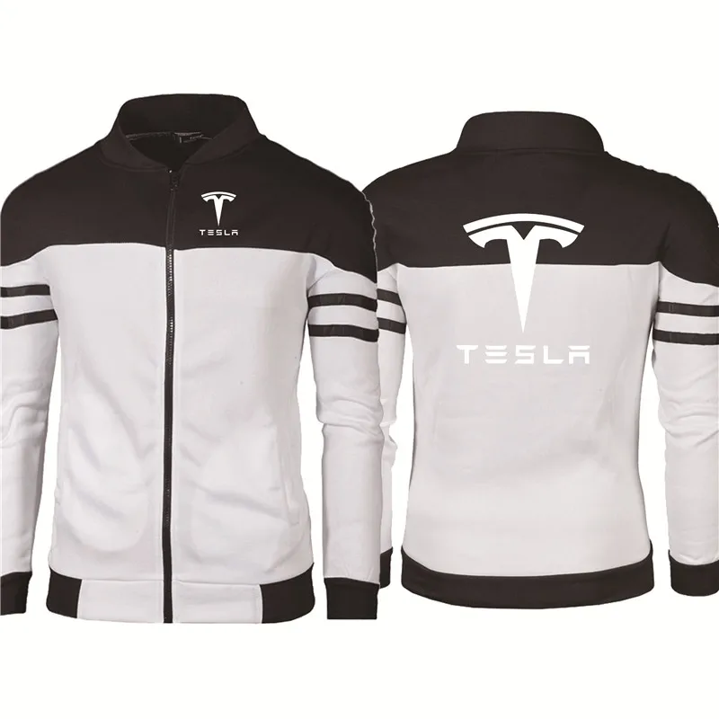 

Men's jackets Tesla car logo Print casual Hip Hop Harajuku Long Sleeve Sweatshirts Men's pullover zipper Jacket Clothing