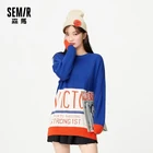 Женский свитер SEMIR, зимний тонкий эластичный матовый синий вязаный пуловер с длинным рукавом, свитер, топы
