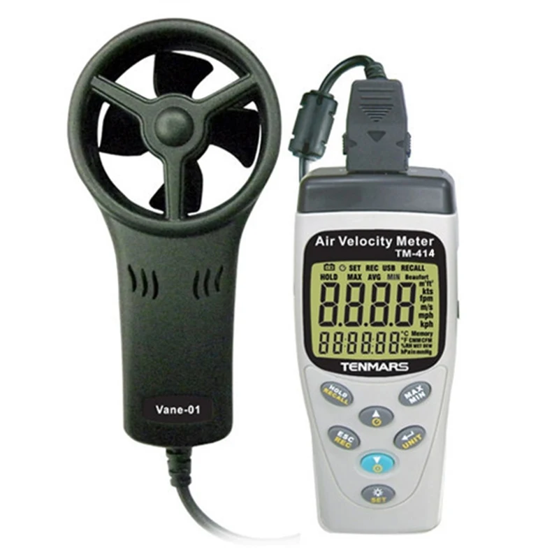 

TENMARS TM-414 Anemometer Use For Measures Air Speed, Temperature ,Humidity,Air Moisture and Absolute Pressure,New.