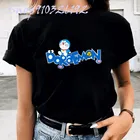 Милая женская футболка с принтом Милая мультяшная рубашка Дораэмон топы Модные женские повседневные футболки с коротким рукавом графическая женская футболка