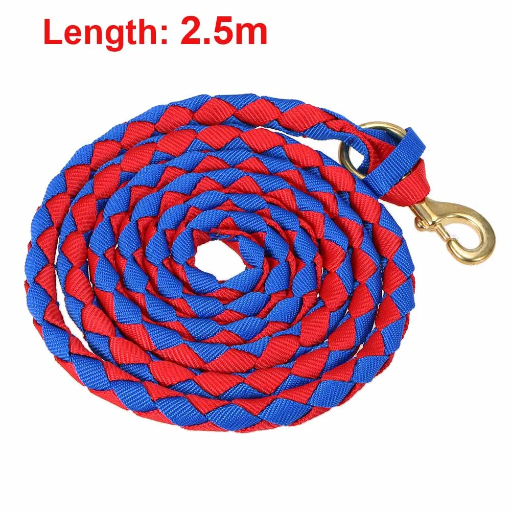 Red Blue 2.5m Плетеная веревка для лошади, веревка для лошади, плетеная веревка для лошади с латунной защелкой, 2,0 м/2,5 м/3,0 м - Цвет: Red Blue 2.5m