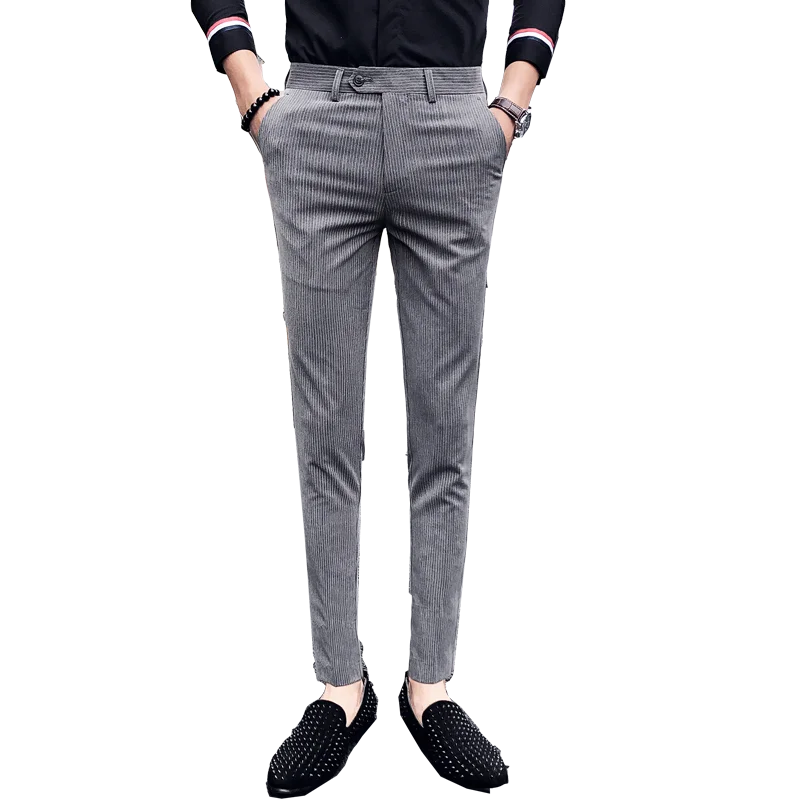 

Mens Business Trousers New British Striped Casual Trousers Men Dress Pants Pantalon De Travail Pour Homme Stripe Men Pant Casual