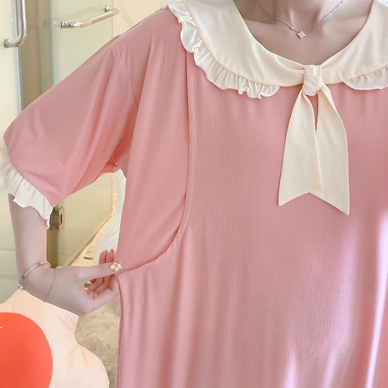 

Summer Thin Modal Maternity Nursing Sleepwear Loose Breastfeeding Night Dress Clothes for Pregnant Women Pregnancy Sleep Home