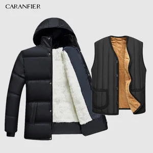 Лидер продаж 2019, модное зимнее пальто с капюшоном CARANFIER, Мужская Толстая теплая зимняя куртка, подарок отцу, парка, теплая-15 градусов
