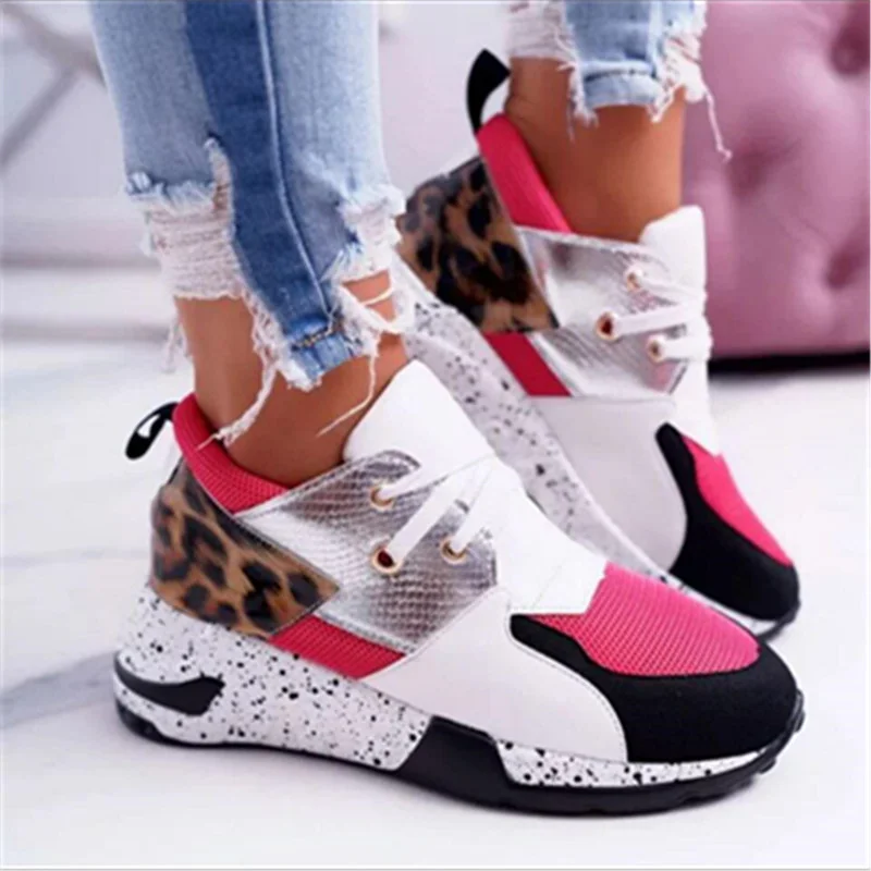 

2021 Autumn Women's Shoes Women Sneakers Leopard Mesh Breathable Female Running Shoes Outdoor Platform Sport Shoes Zapatos Mujer