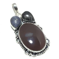 genuine agate rutile pendant silver overlay over copper hand made women jewelry gift
