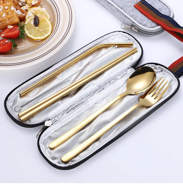 Новый набор посуды для путешествий кемпинга столовых приборов металлическая