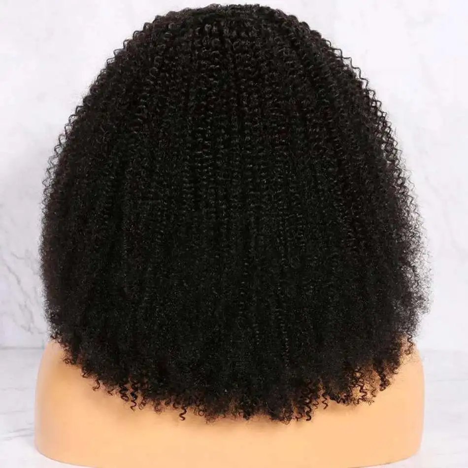 

180% Density Afro Kinky Curly Bob Preplucked Soft Remy Brazilian 13x4/6 T Part Lace Front Human Hair Wig For Women With Babyhair