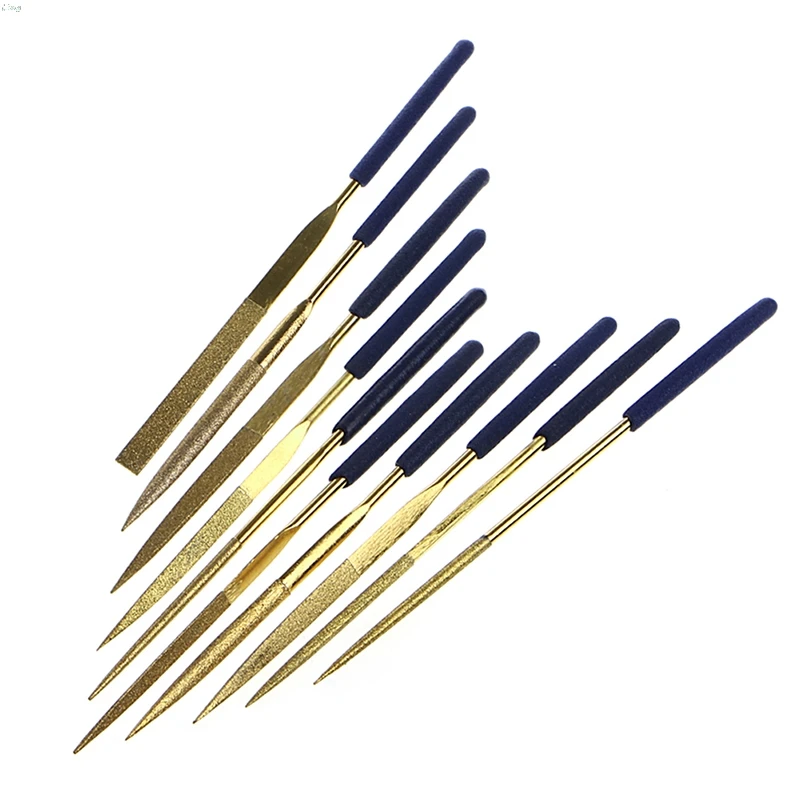 

10Pcs Mini Files Titanium Diamond Coating Needle Flat File Set Metal Working Craft Tools