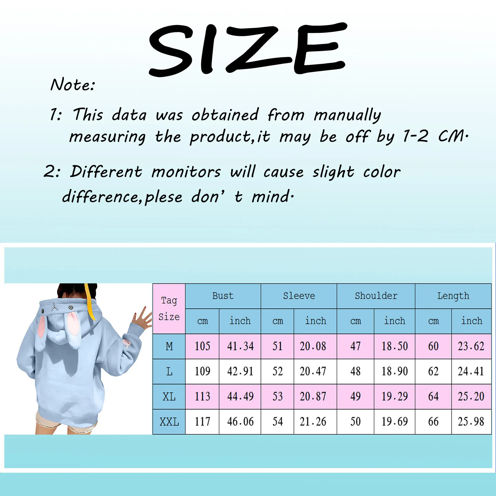 

Korean Style Women Hoodies Autumn Winter 2021 Fashion Kawaii Rabbit Ears Sweatshirt Long Sleeve Loose Drawstring Hoodie Fashion