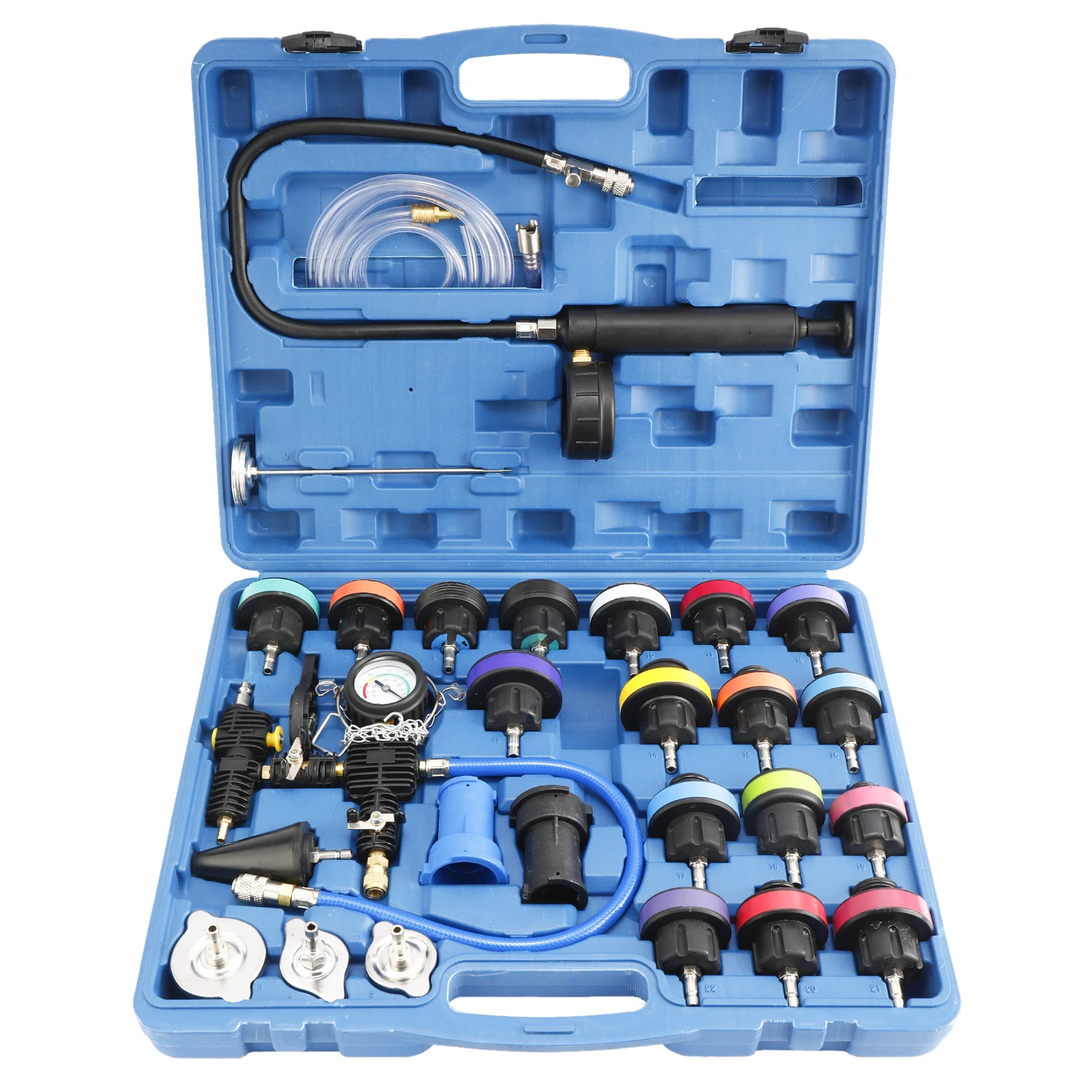 Набор для проверки давления в системе охлаждения радиатора 28 шт. Универсальный тип подключения по вакууму с обнаружением утечки воды из резервуара.