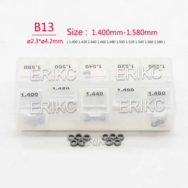 

ERIKC B13 50 шт. прокладки для клапанов, размер (1,400 мм-1,580 мм), дизельные медные прокладки, толщина для инжектора BOSCH