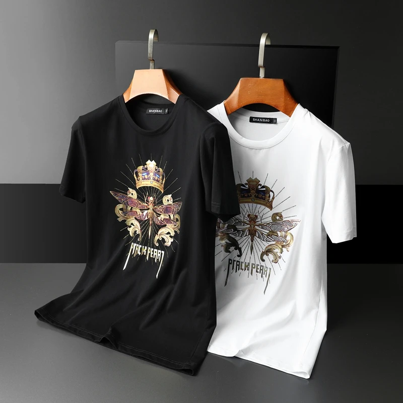 

High Quality Men's T-Shirts Cotton Great Brand Designer Crown Pattern Tee Shirt Short Sleeve Male Summer Clothing 2043