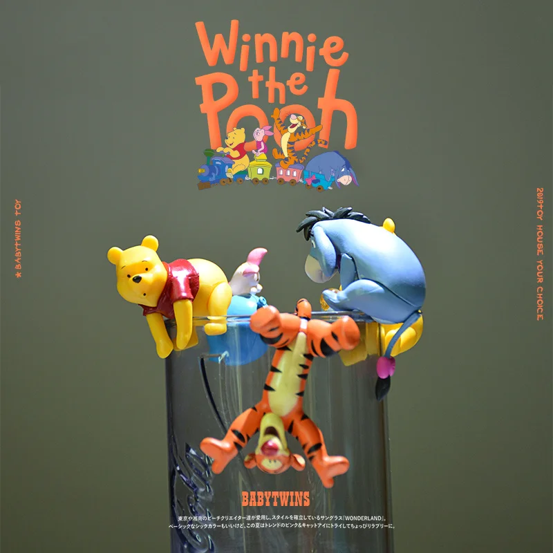 

Disney Rim of Cup Series Winnie The Pooh Piglet Tigger Cartoon Action Figures Pvc Mdel Peripherals Toys for Kids In Stock