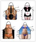 Забавные мускулистые мужские 3D Кухонные фартуки цифровая печать пикантные обнаженные мужские фартуки с узором для ужина барбекю фартуки для женщин мужчин