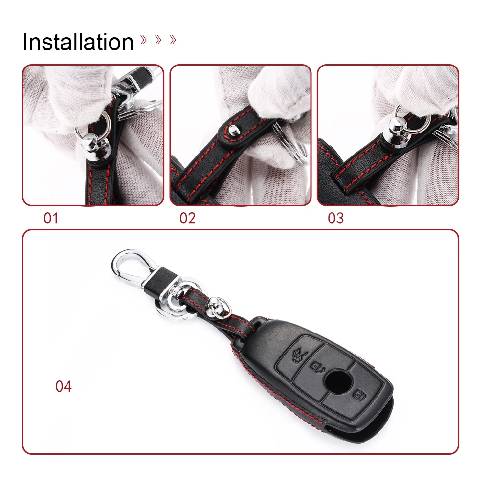 

Genuine Leather Car Key Cases For Mercedes Benz W213 New E Class E200 E260 E300 E320 Remote Keyless 3button Key Cover Fob Shell