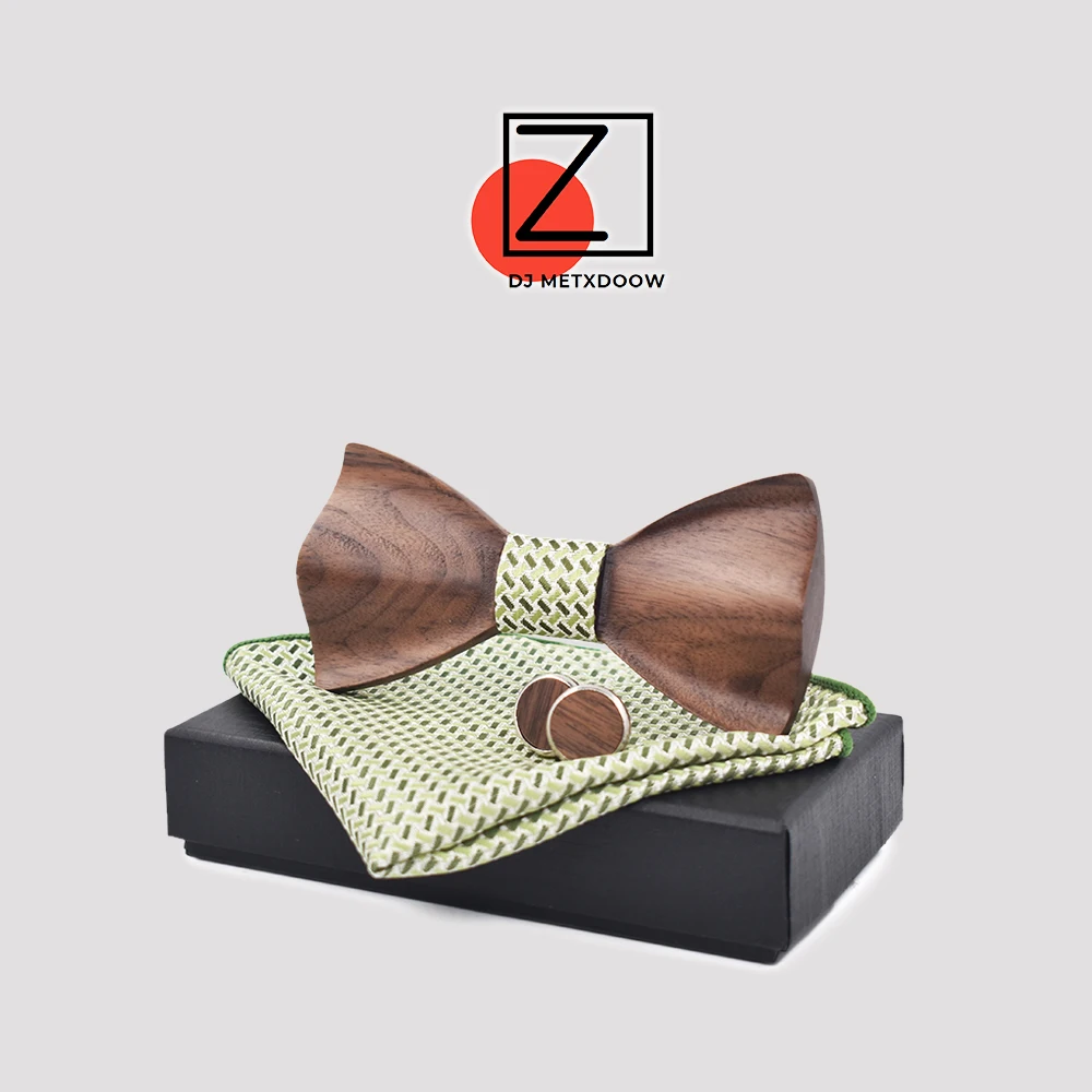 Новый дизайн 3D мужские деревянные Галстуки для костюма запонки Карманный