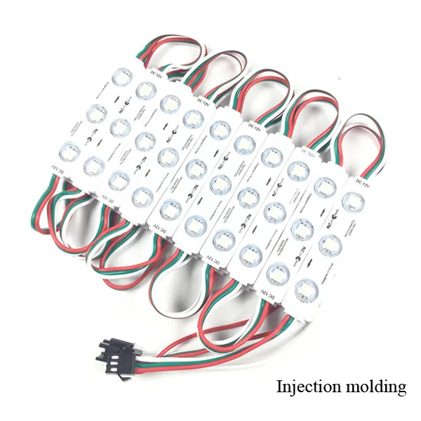 Injection molding 20 шт. 5050 RGB светодиодный модуль с WS2801 IC SMD 5050 3 светодиодный S RGB пикселей цифровой контроль светодиодный модуль пикселей водонепроницаемый DC1 - Цвет: Injection molding